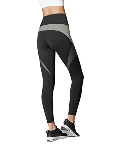 Neu Look Gym wear Leggings Ankle Length Workout Tights | Stretchable Sports Leggings | Sports Fitness Yoga Track Pants for Women (Grey, Large)