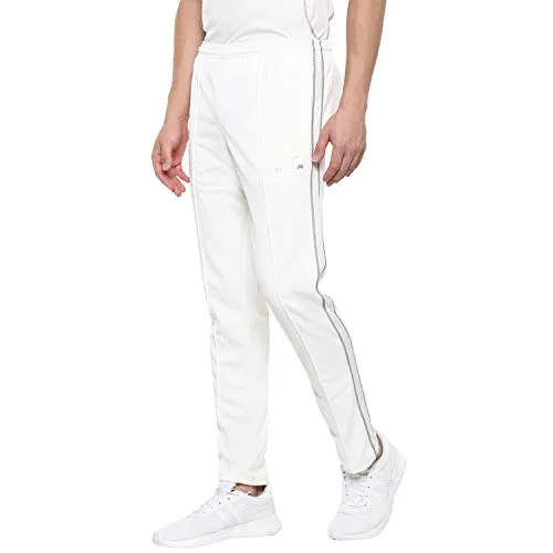Nivia 2504-1 Polyester Cricket Pants, Men's Small (White/Grey)