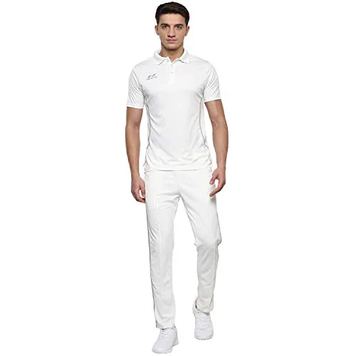 Nivia 2504-1 Polyester Cricket Pants, Men's Small (White/Grey)