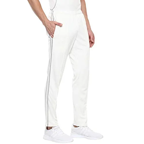 Nivia 2504-1 Polyester Cricket Pants, Men's Small (White/Grey)