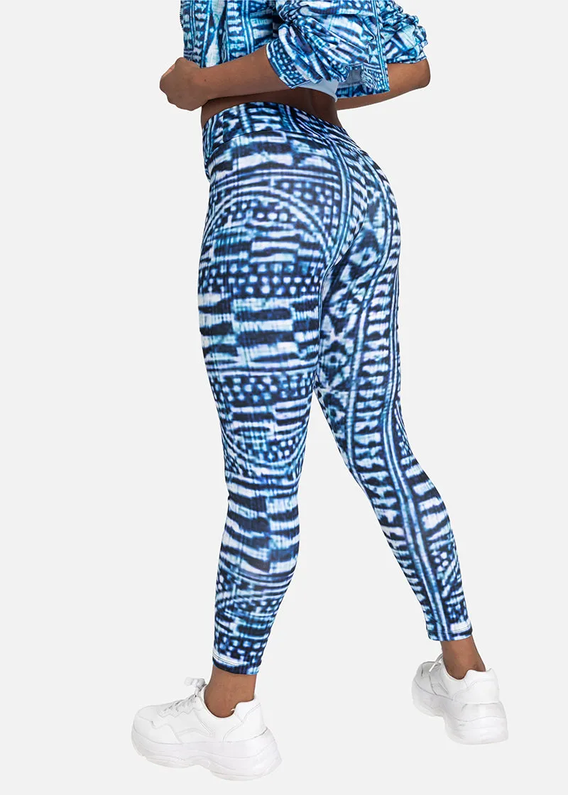 Nzinga African Print Adire Athleisure Yoga Leggings- Plus size available
