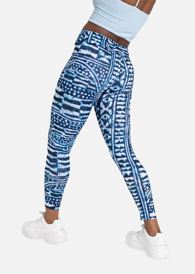 Nzinga African Print Adire Athleisure Yoga Leggings- Plus size available