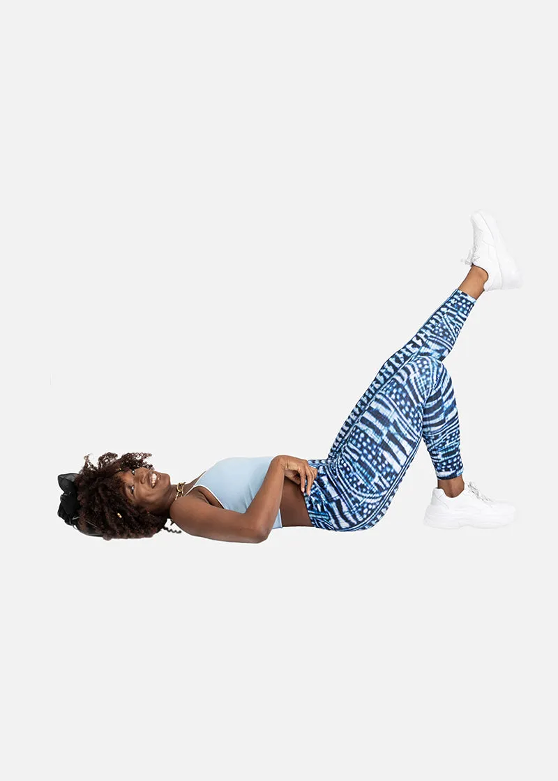 Nzinga African Print Adire Athleisure Yoga Leggings- Plus size available