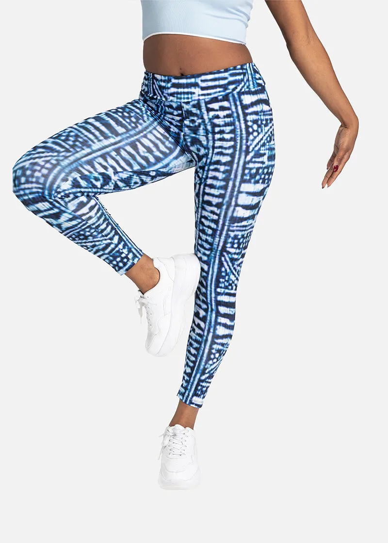 Nzinga African Print Adire Athleisure Yoga Leggings- Plus size available