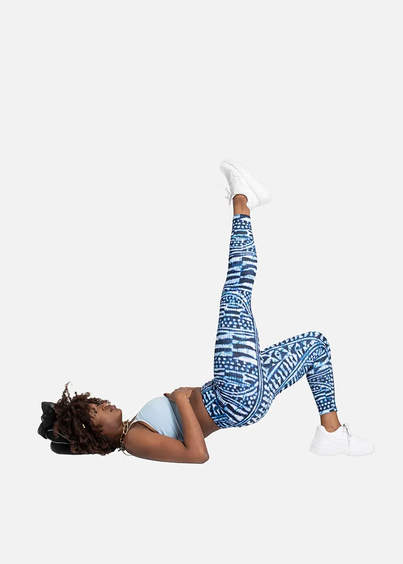 Nzinga African Print Adire Athleisure Yoga Leggings- Plus size available