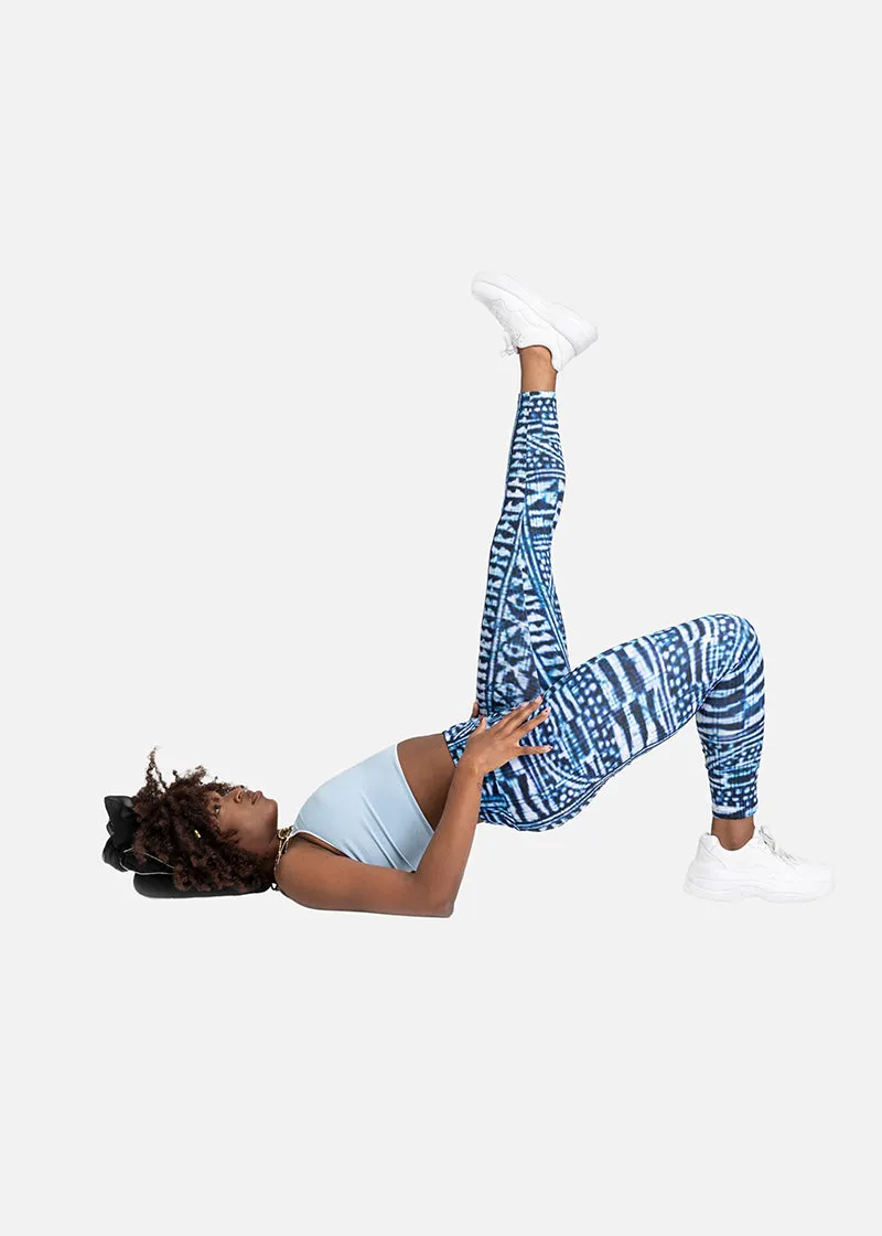 Nzinga African Print Adire Athleisure Yoga Leggings- Plus size available