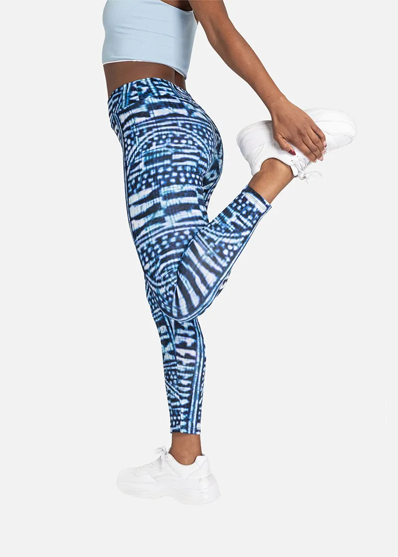 Nzinga African Print Adire Athleisure Yoga Leggings- Plus size available