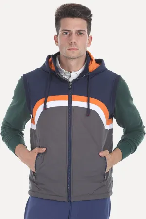 Padded Poly Sleeveless Hooded Jacket