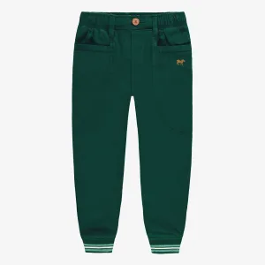Pantalon vert en lin et coton avec découpes équestres, enfant || Green pants in linen and cotton with cut-outs, child