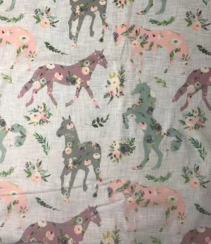 Patchwork horses top knot headband