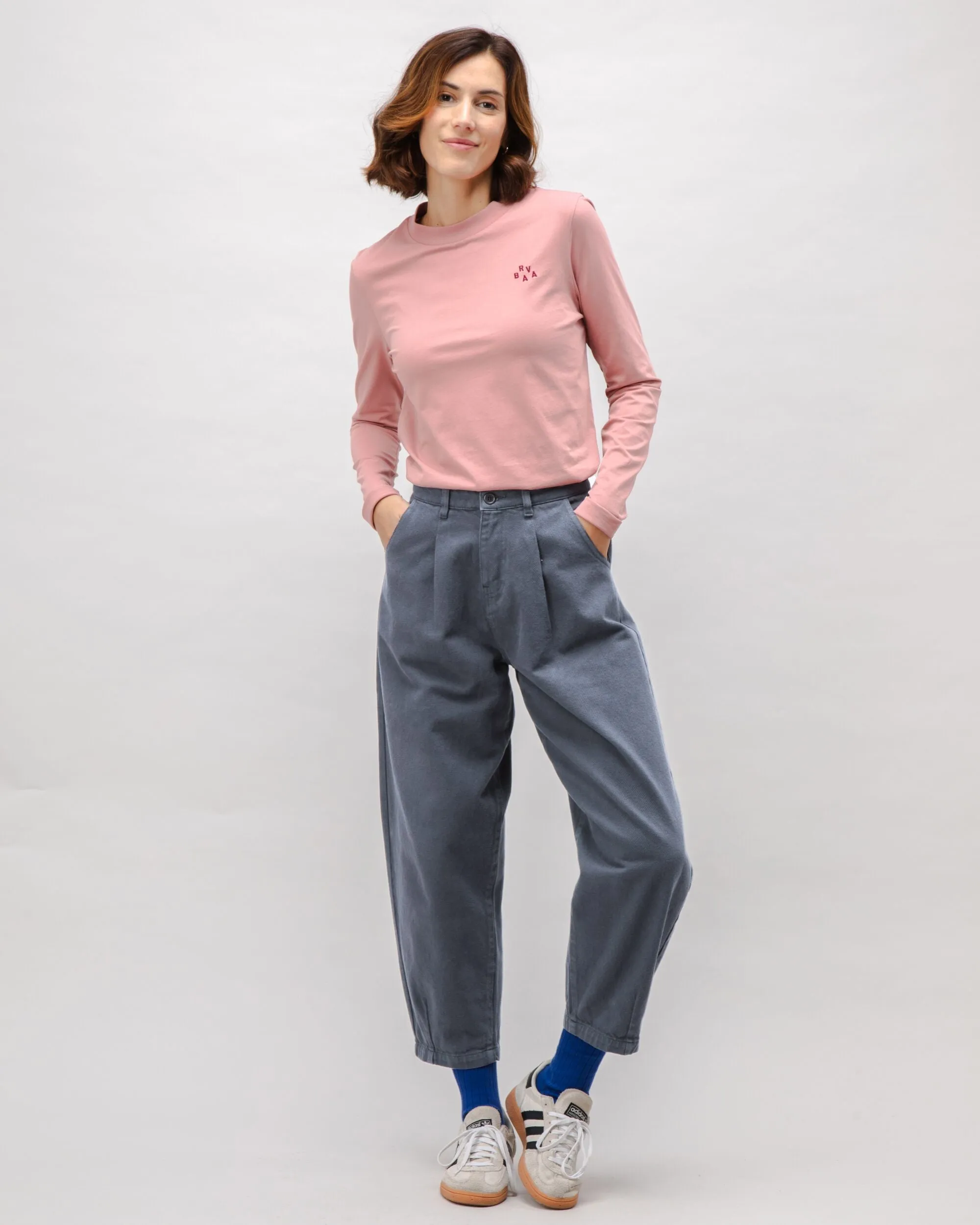 Pegged Cotton Twill Pants Dark Grey