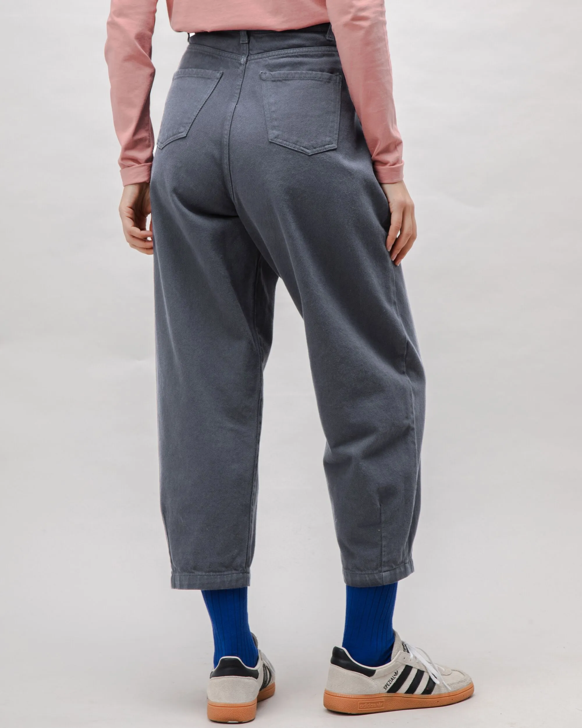 Pegged Cotton Twill Pants Dark Grey