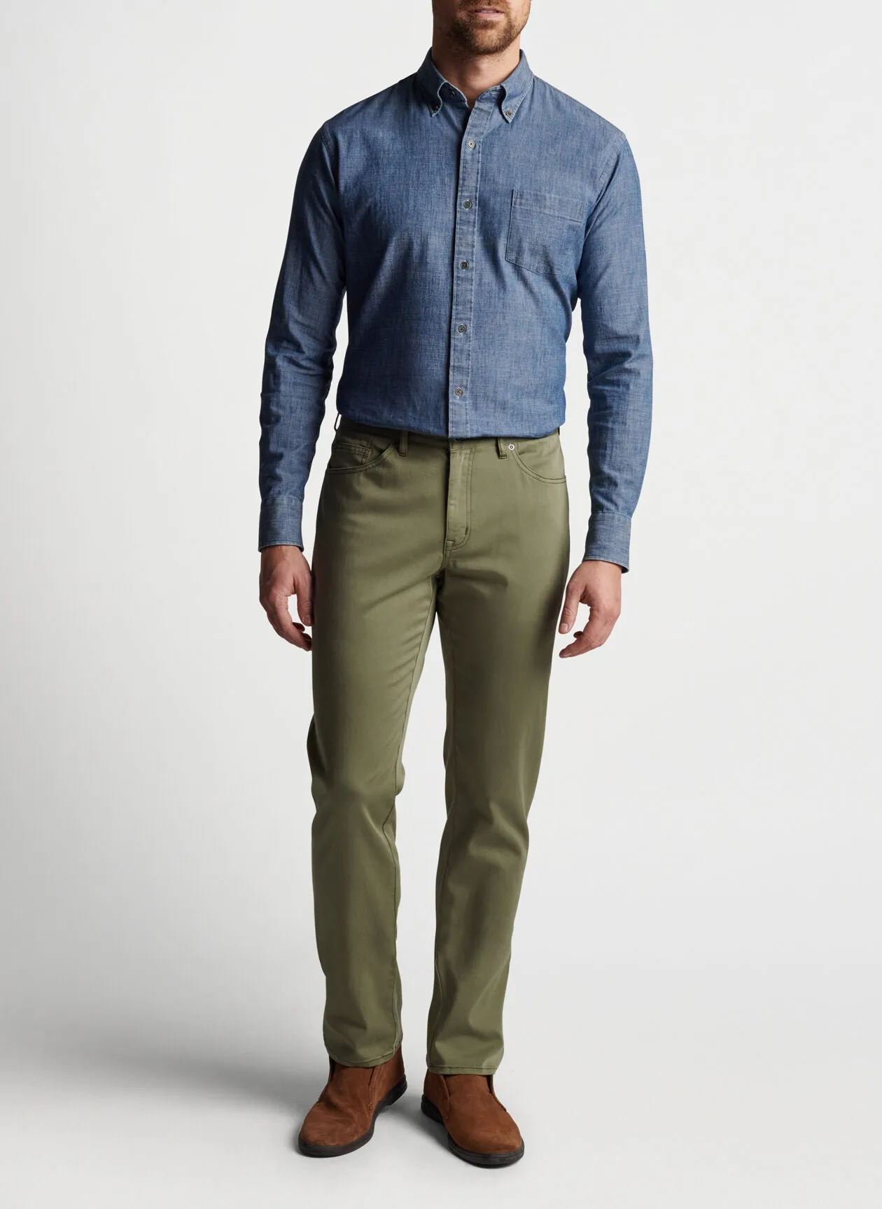 PETER MILLAR ULTIMATE SATEEN FIVE POCKET PANT - FATIGUE