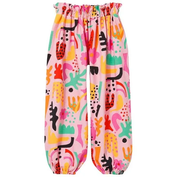 Pink Abstract Dropped Crotch Pants - 1 Left Size 6-8 years
