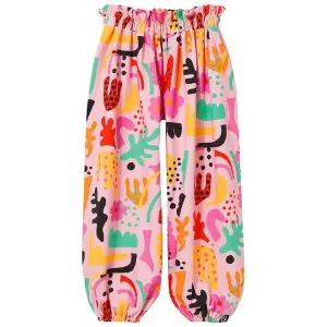 Pink Abstract Dropped Crotch Pants - 1 Left Size 6-8 years