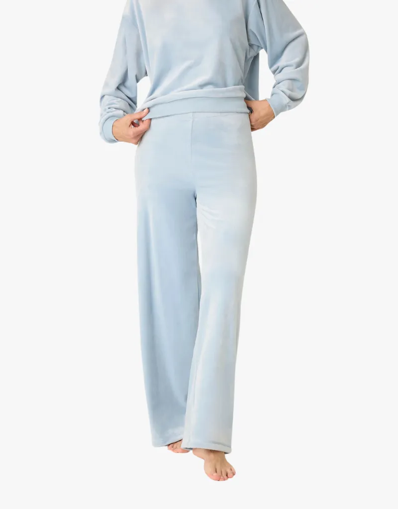 PJ Salvage Spread Love Velour Pants in Bluestone
