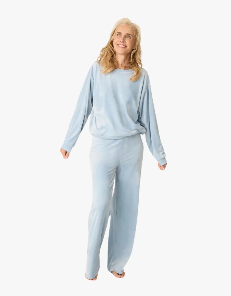 PJ Salvage Spread Love Velour Pants in Bluestone