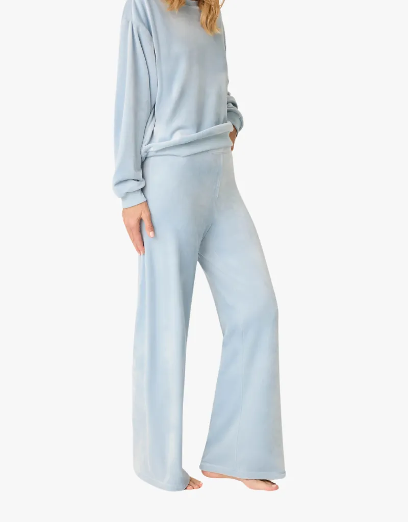 PJ Salvage Spread Love Velour Pants in Bluestone