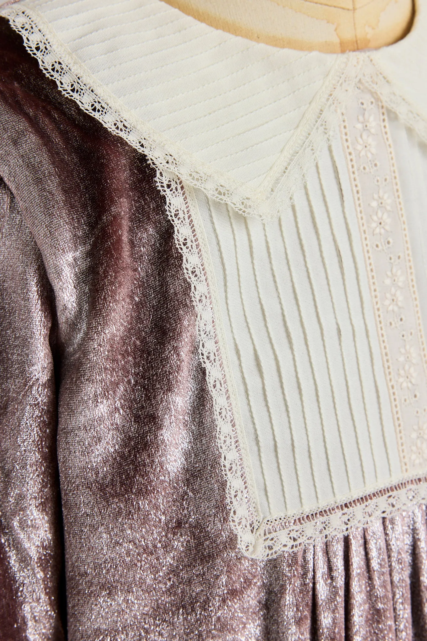 Pleated Dress in Pink Velvet