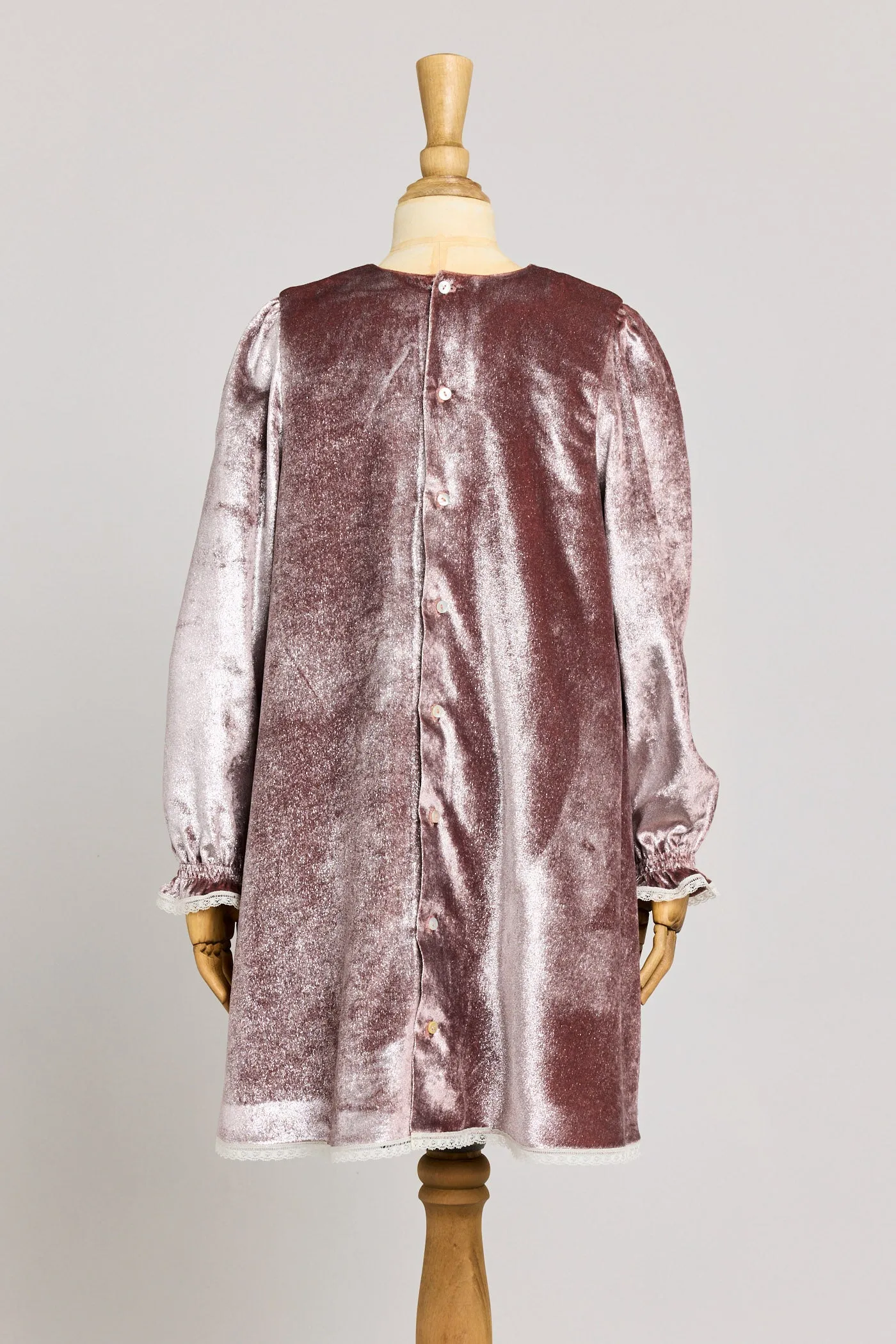 Pleated Dress in Pink Velvet