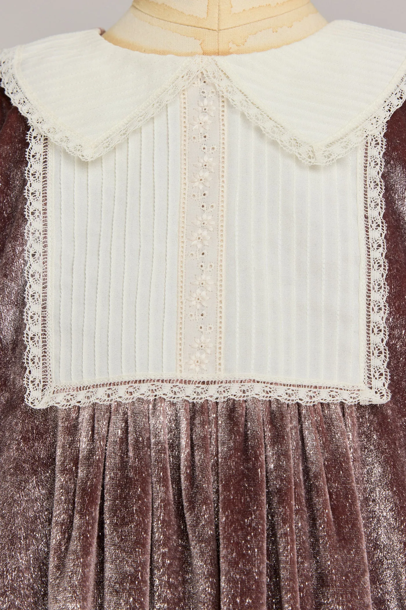 Pleated Dress in Pink Velvet