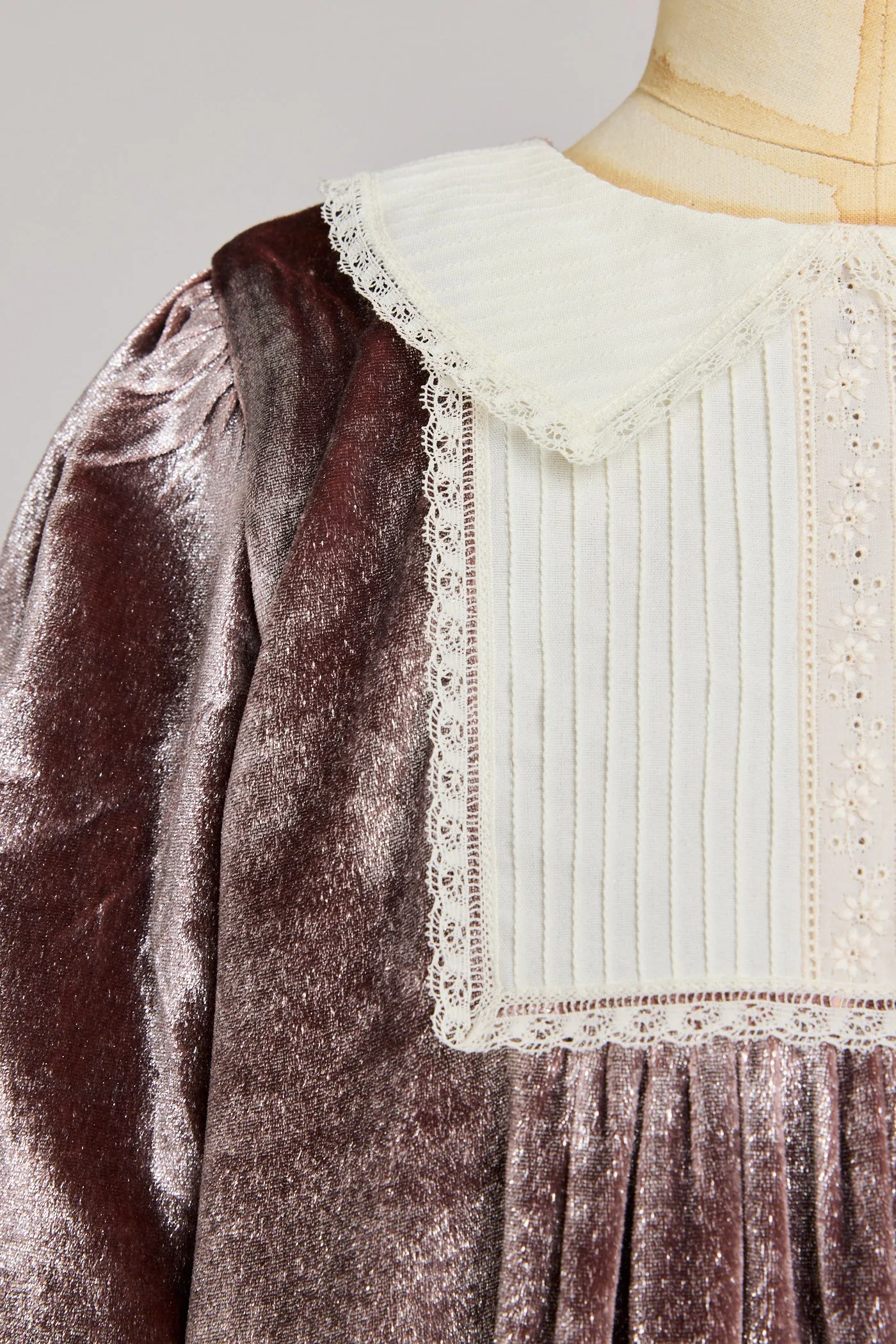 Pleated Dress in Pink Velvet