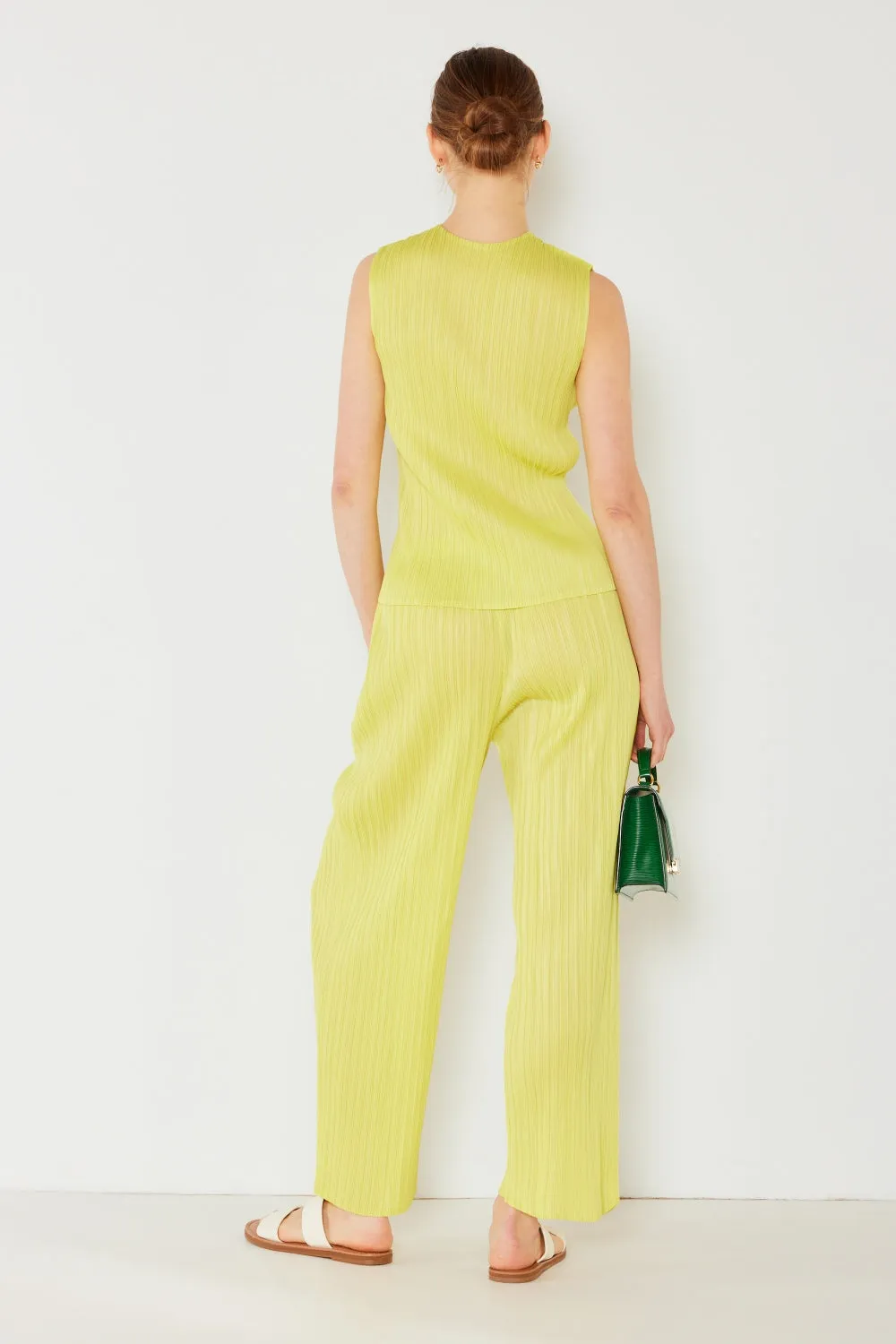 Pleated Elastic-Waist Straight Pants