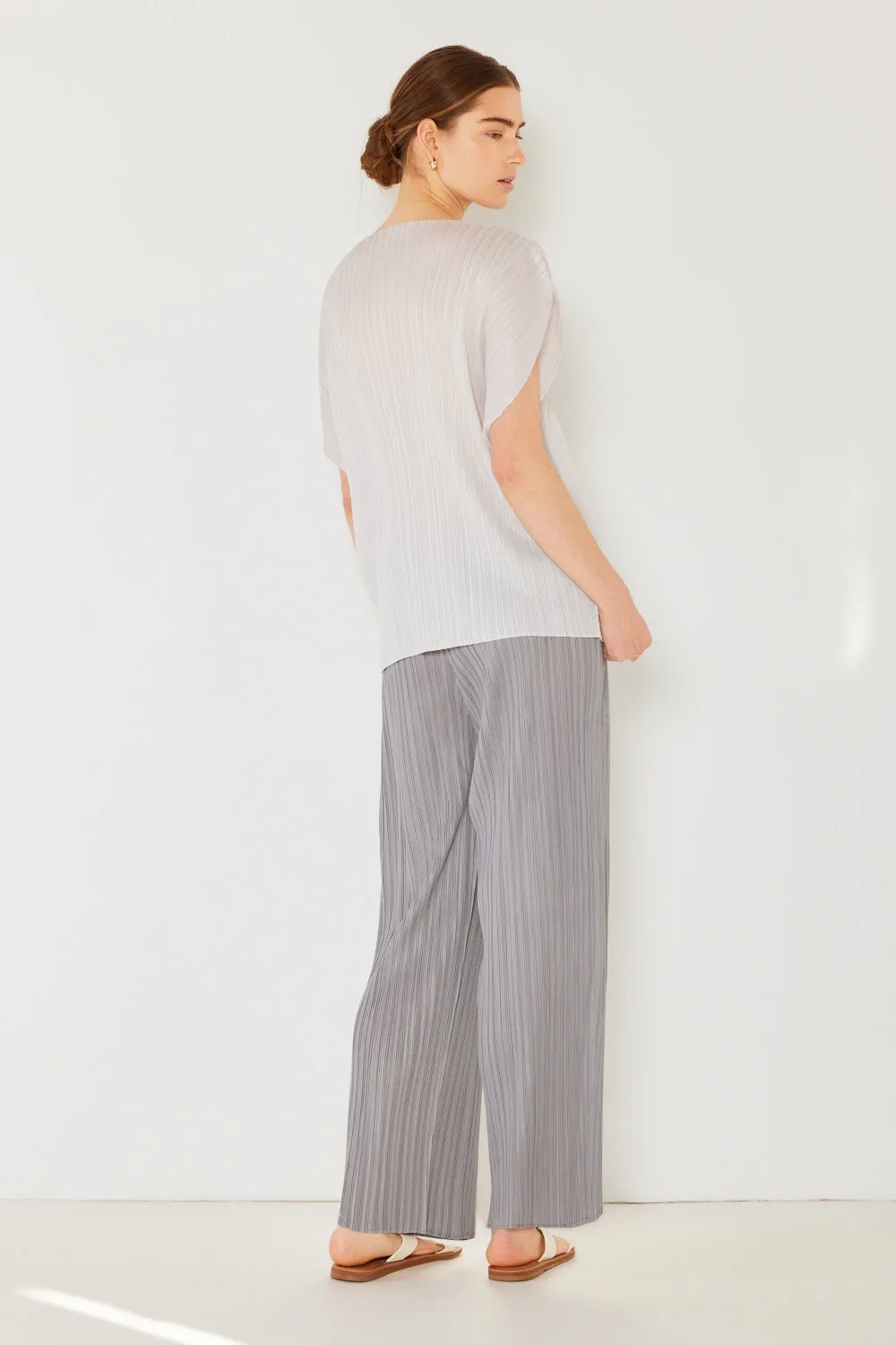 Pleated Elastic-Waist Straight Pants