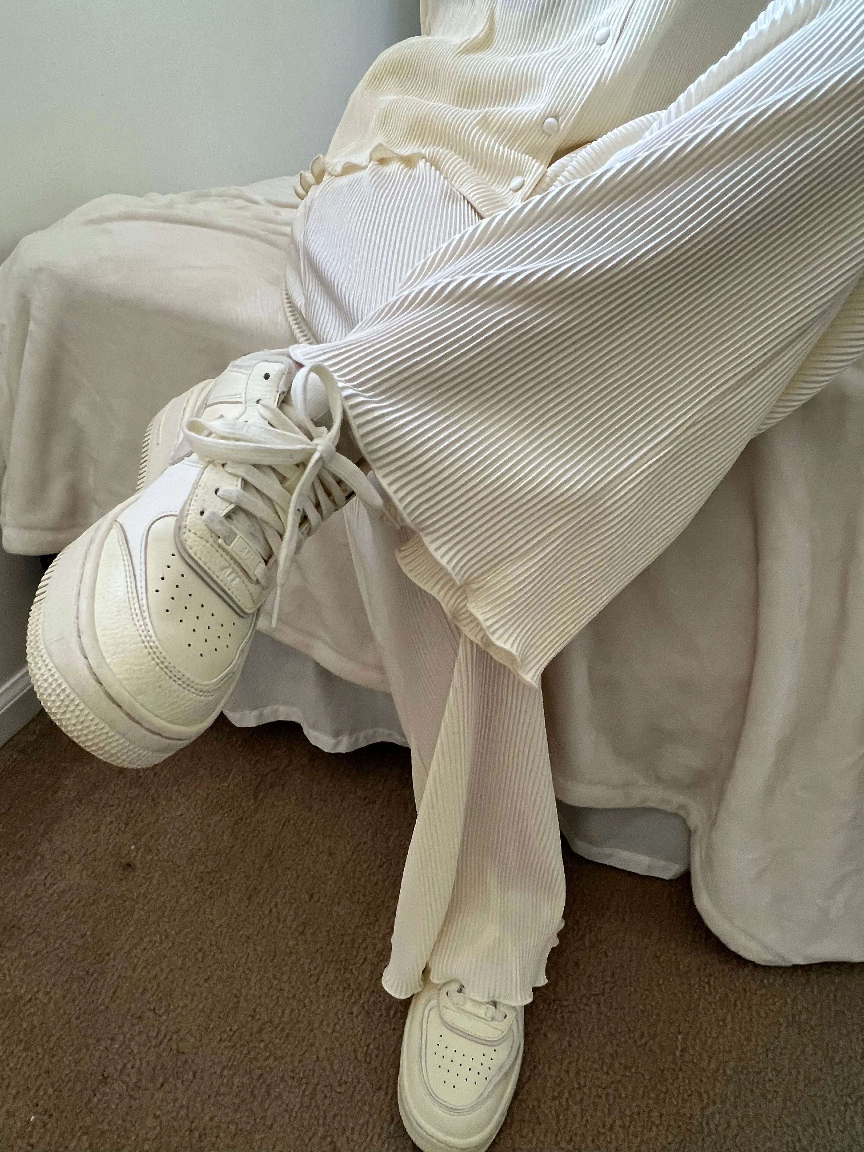 Pleated Shirt and Wide Leg Pants