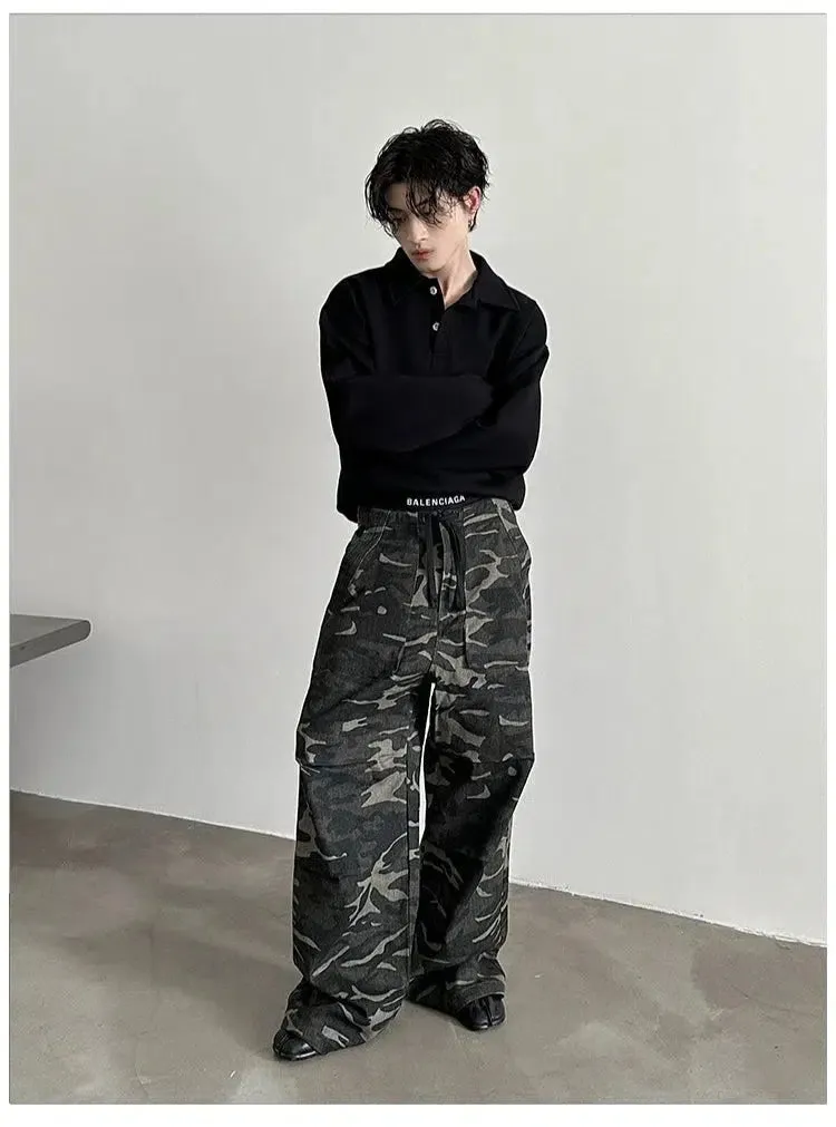 Pleated Wide-leg Drawstring Pants