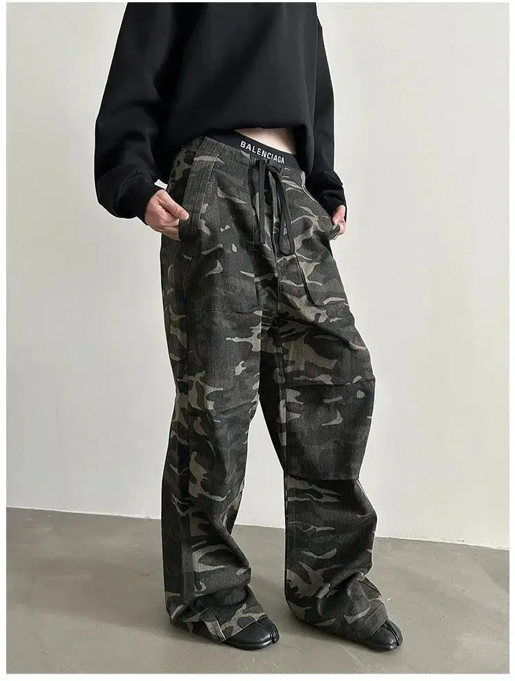 Pleated Wide-leg Drawstring Pants