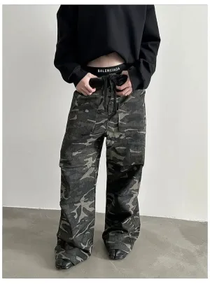 Pleated Wide-leg Drawstring Pants