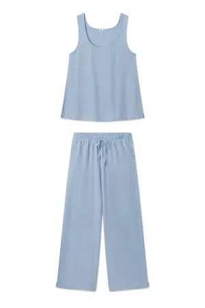Pointelle Pajama Pants Set in French Blue Solid
