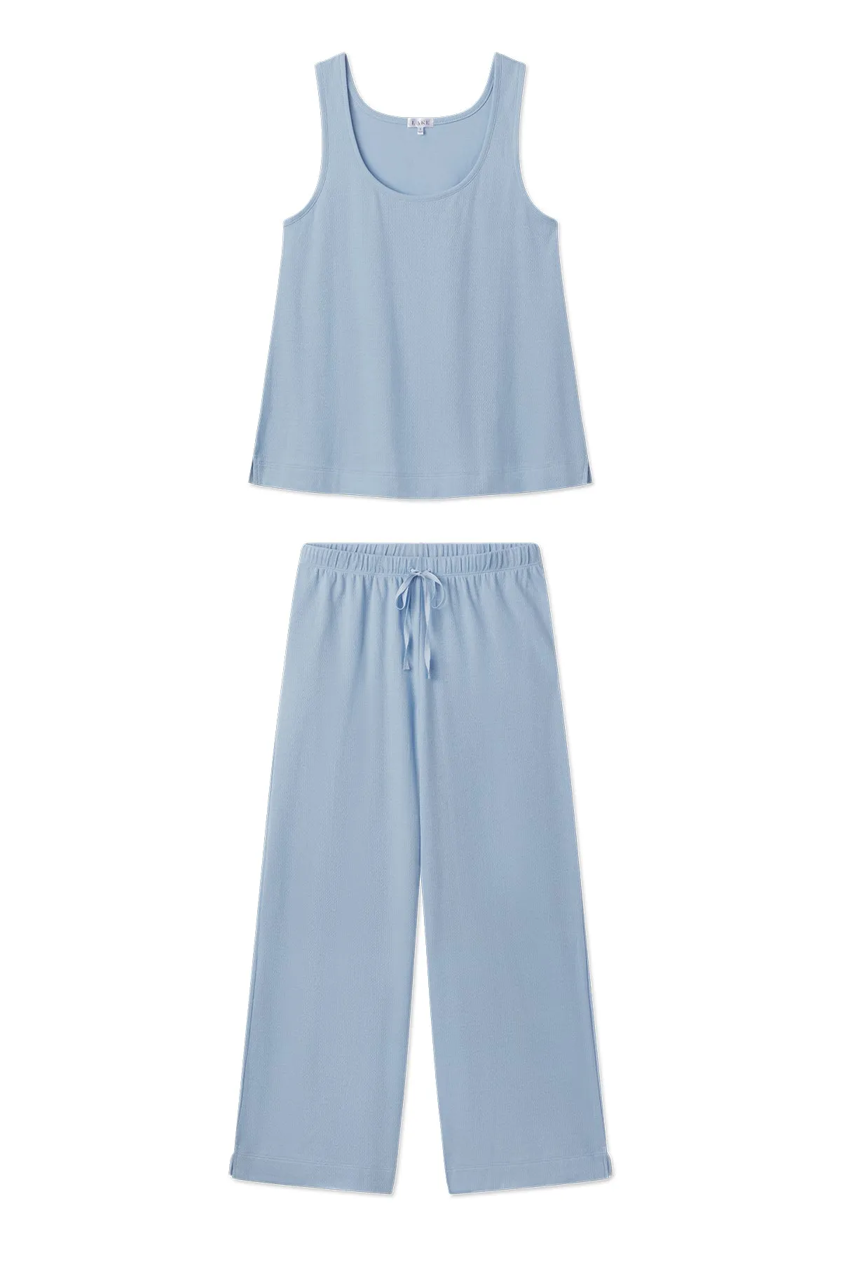 Pointelle Pajama Pants Set in French Blue Solid