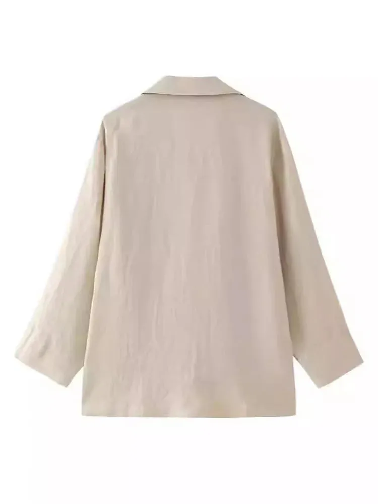 Pre Order: Long Sleeved Single Button Top   Straight Pants Set
