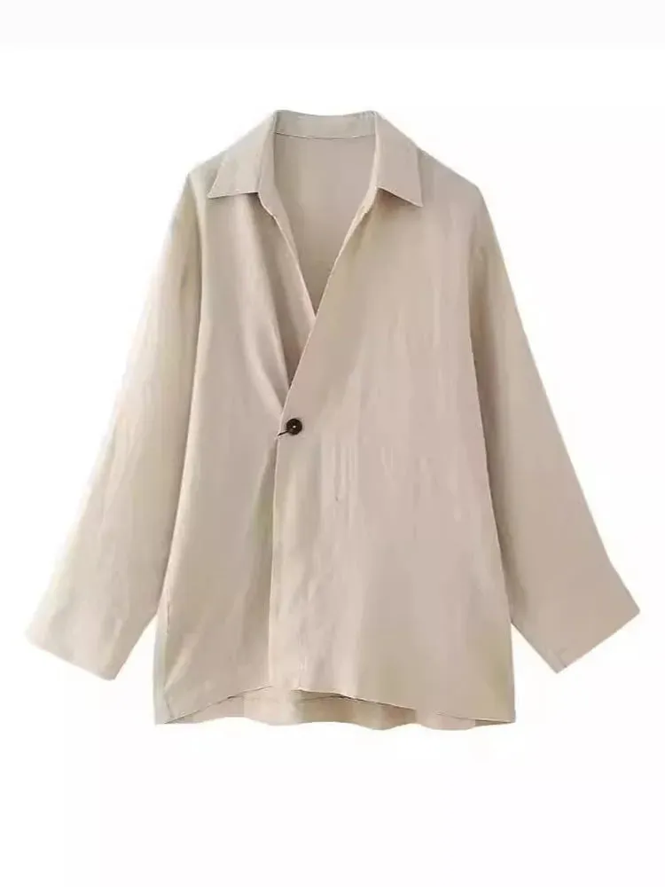 Pre Order: Long Sleeved Single Button Top   Straight Pants Set