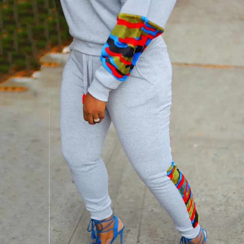 Print Long Sleeve Top & Drawstring Pants Set