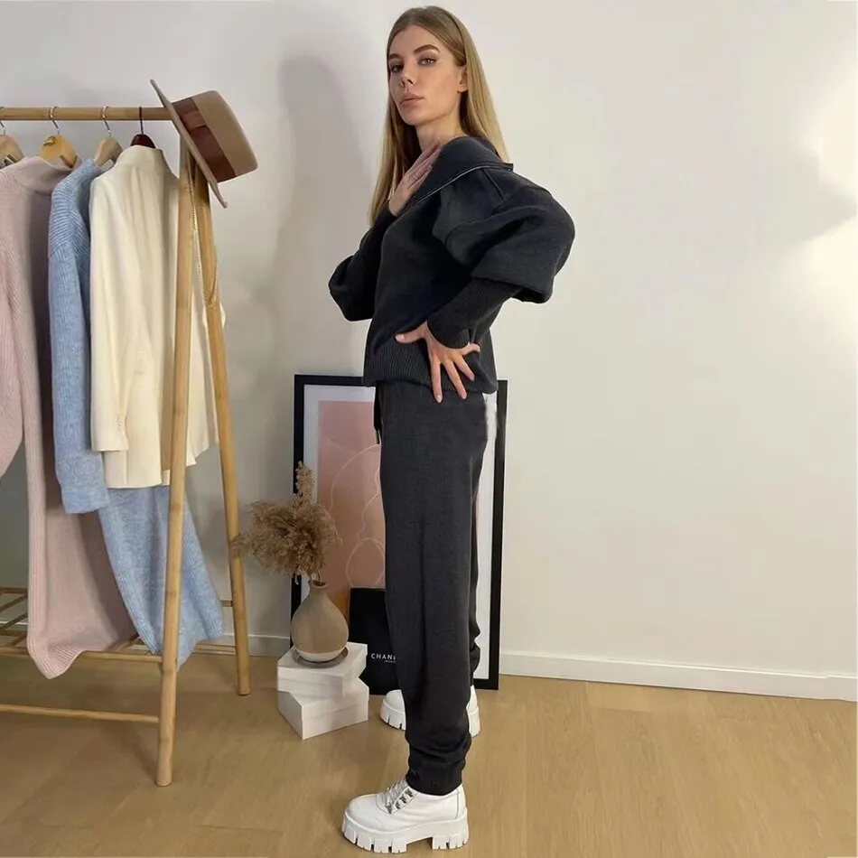 Pullover High Waist Pants Casual Set