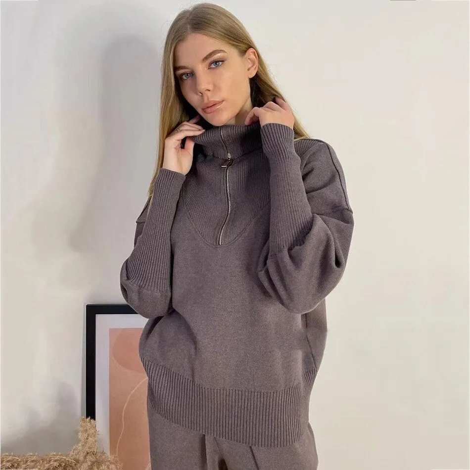 Pullover High Waist Pants Casual Set