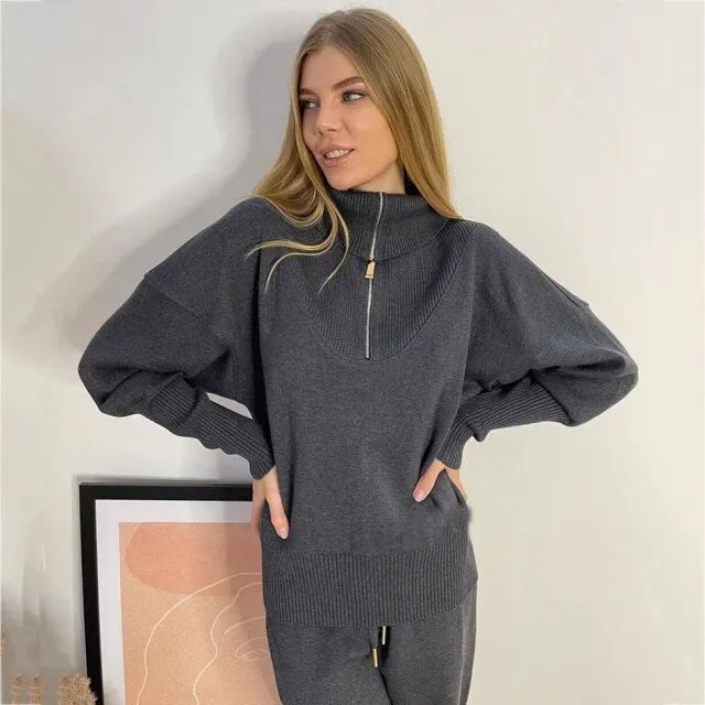 Pullover High Waist Pants Casual Set