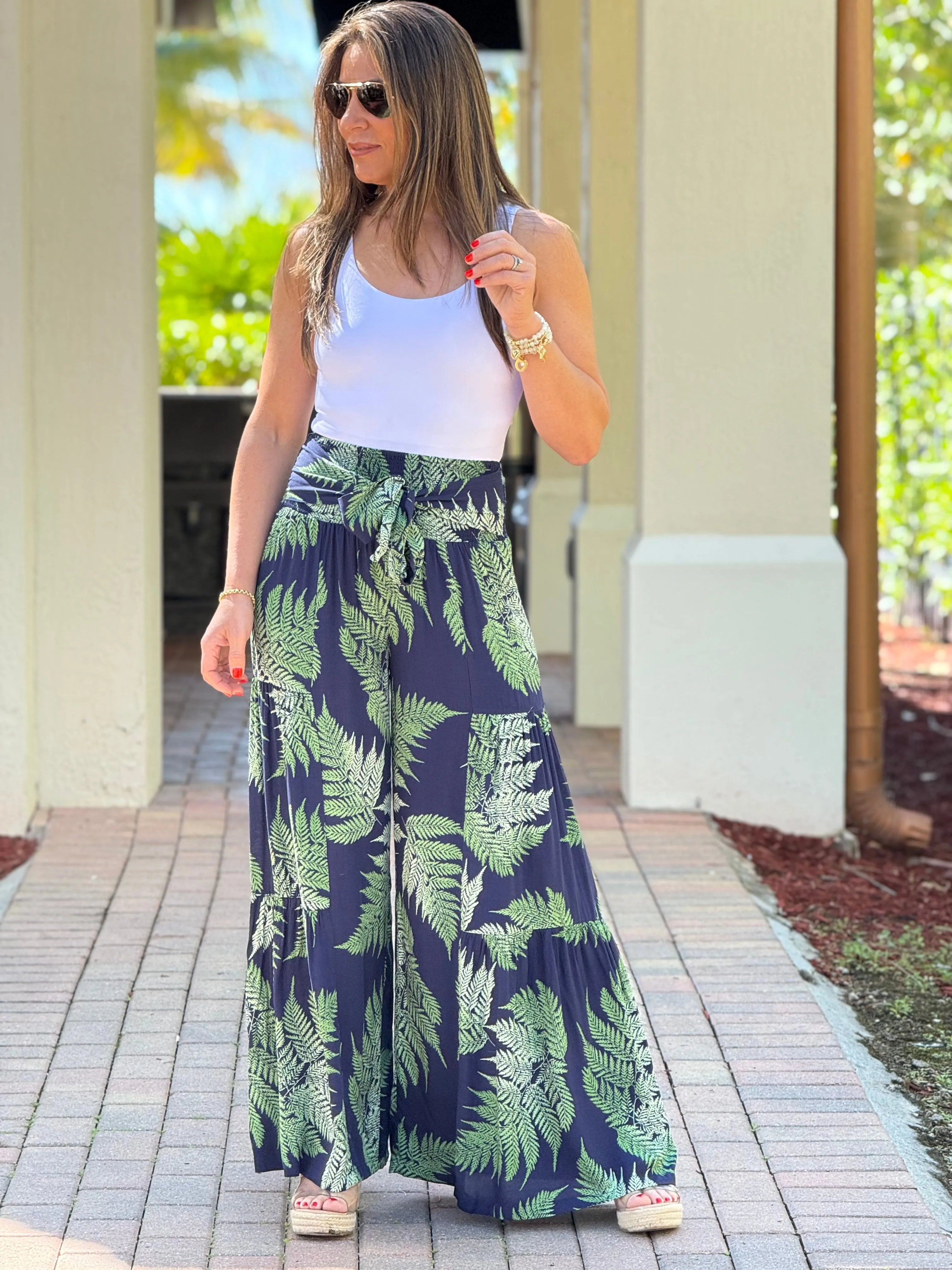 "Josey" High Waisted Printed Wide leg Pants