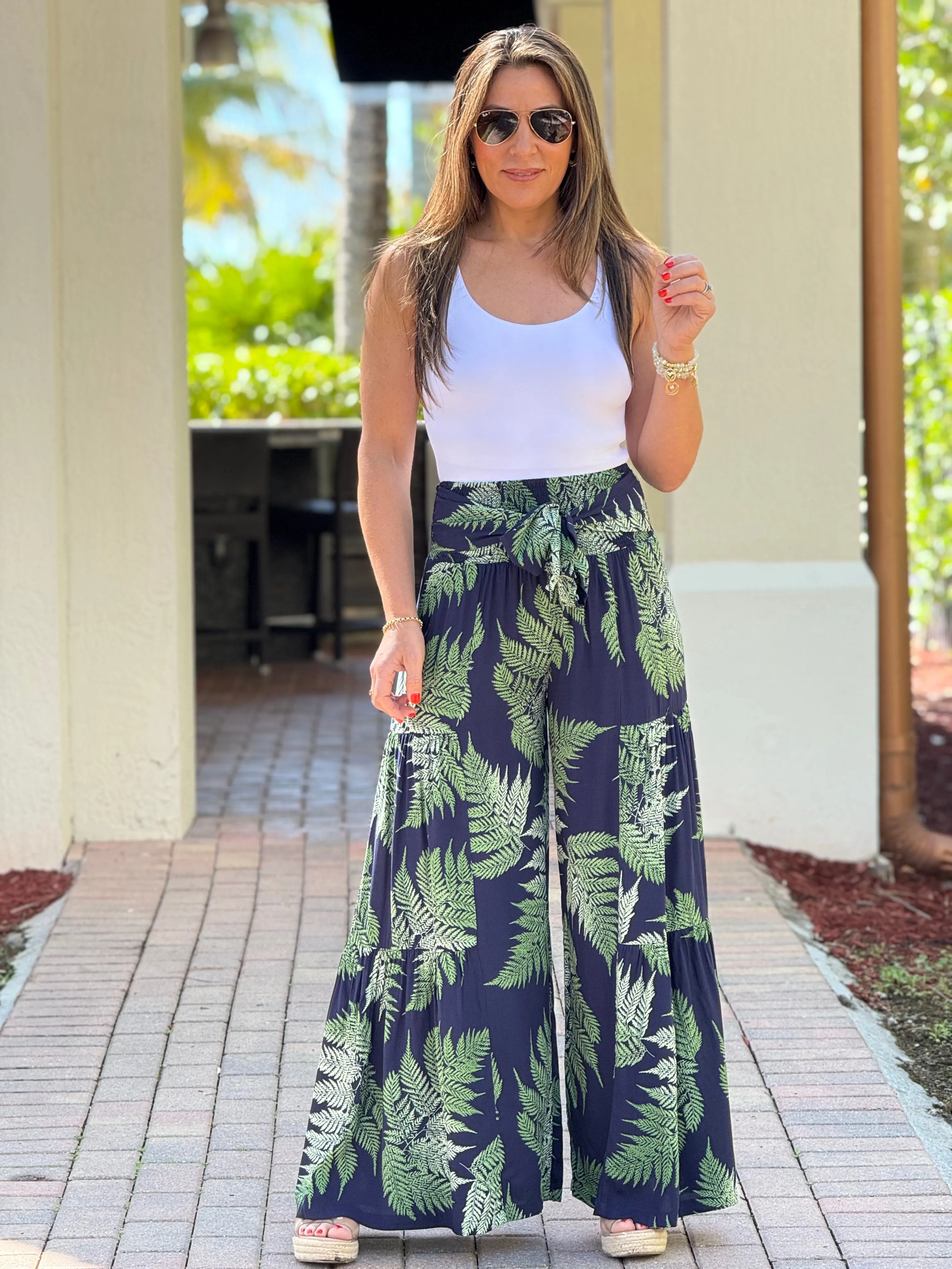 "Josey" High Waisted Printed Wide leg Pants