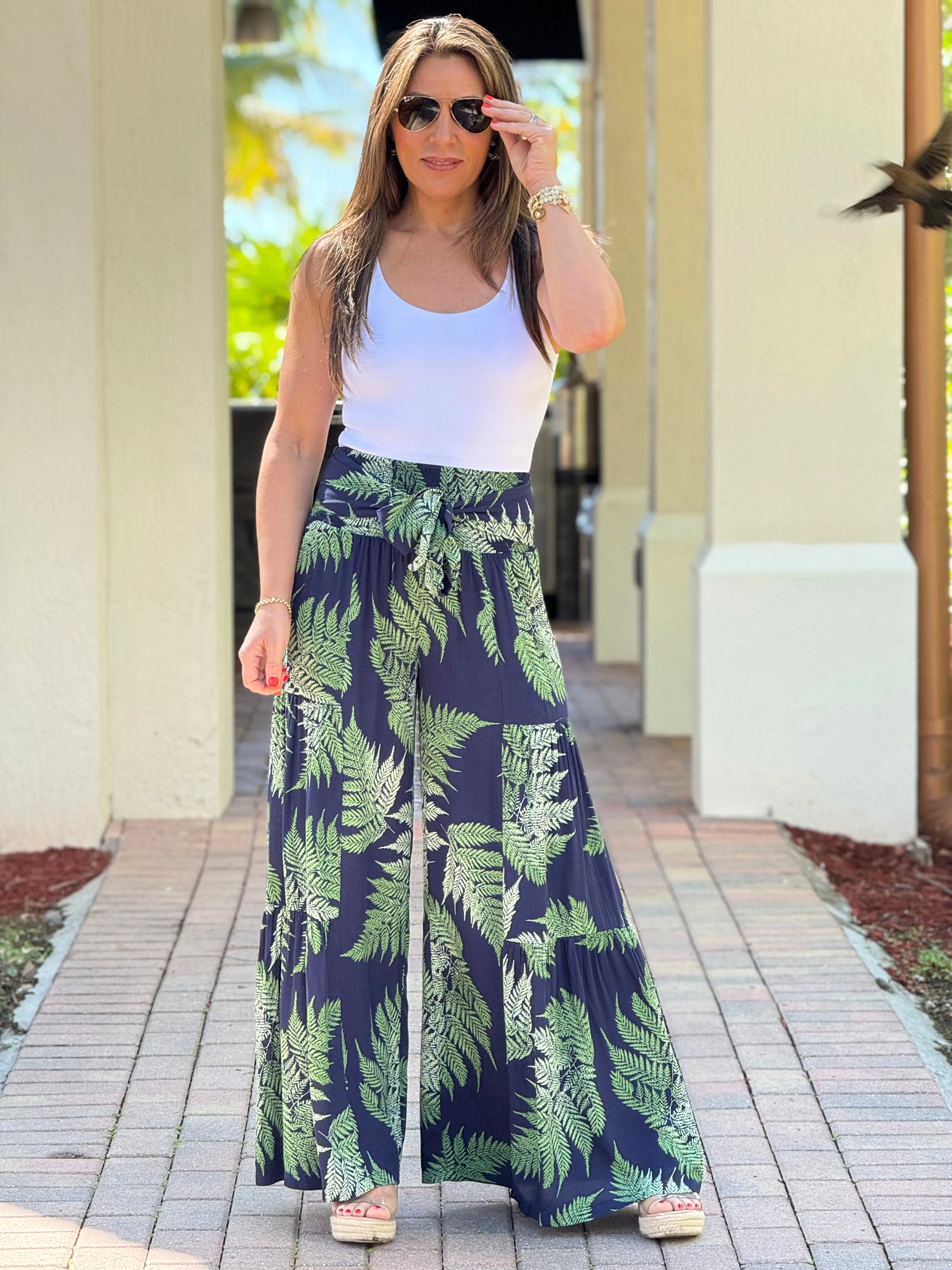 "Josey" High Waisted Printed Wide leg Pants