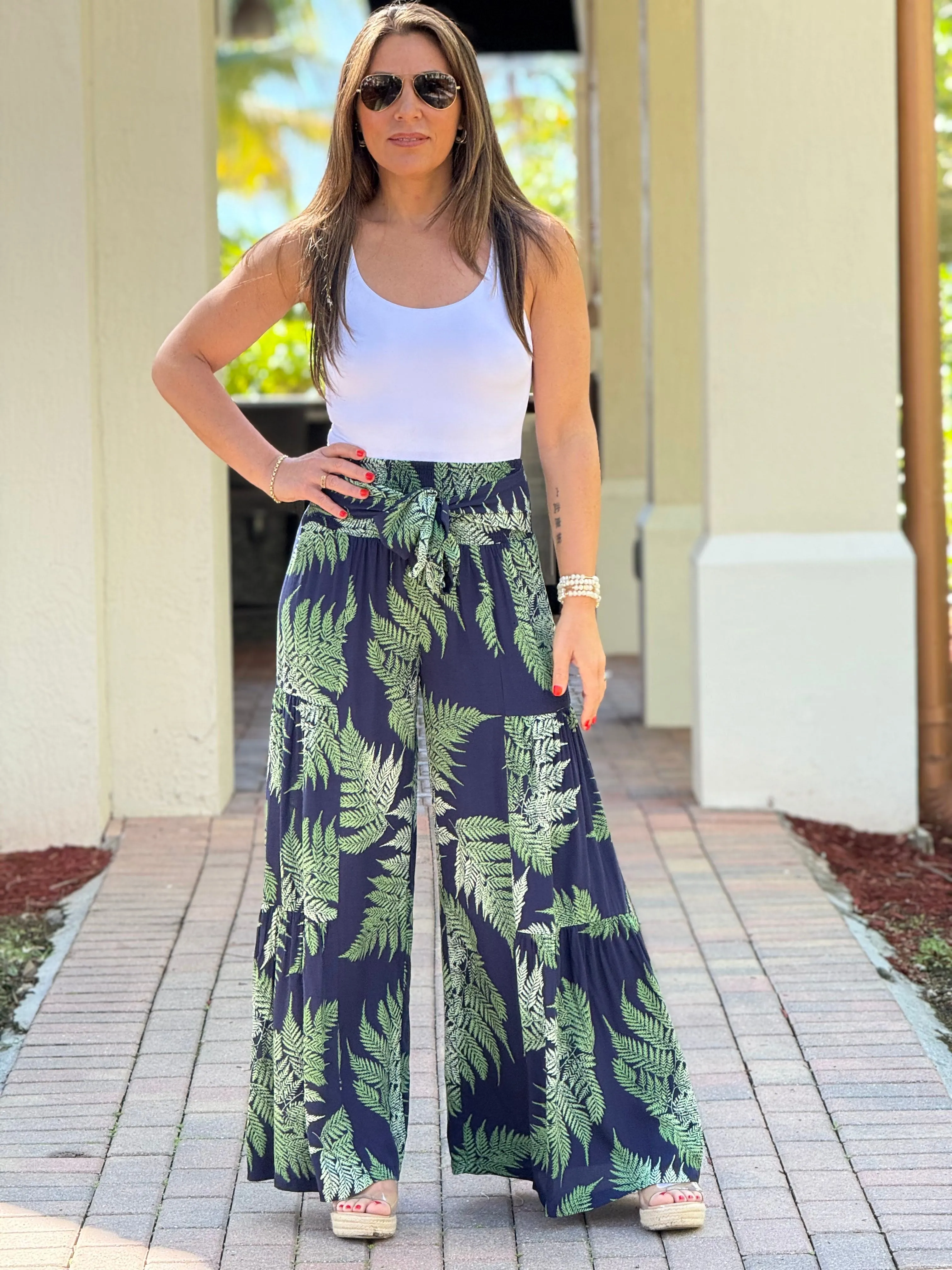 "Josey" High Waisted Printed Wide leg Pants