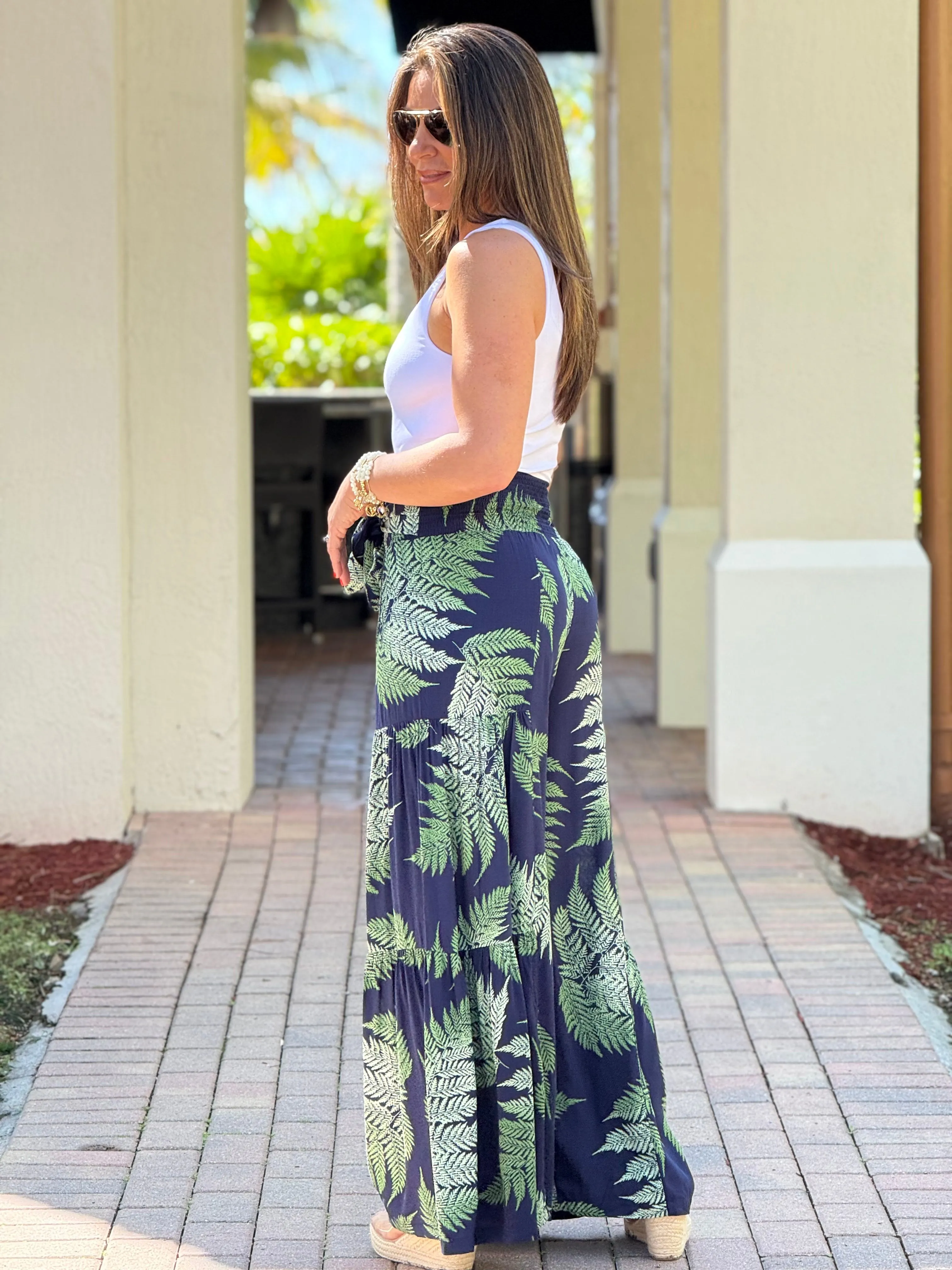 "Josey" High Waisted Printed Wide leg Pants
