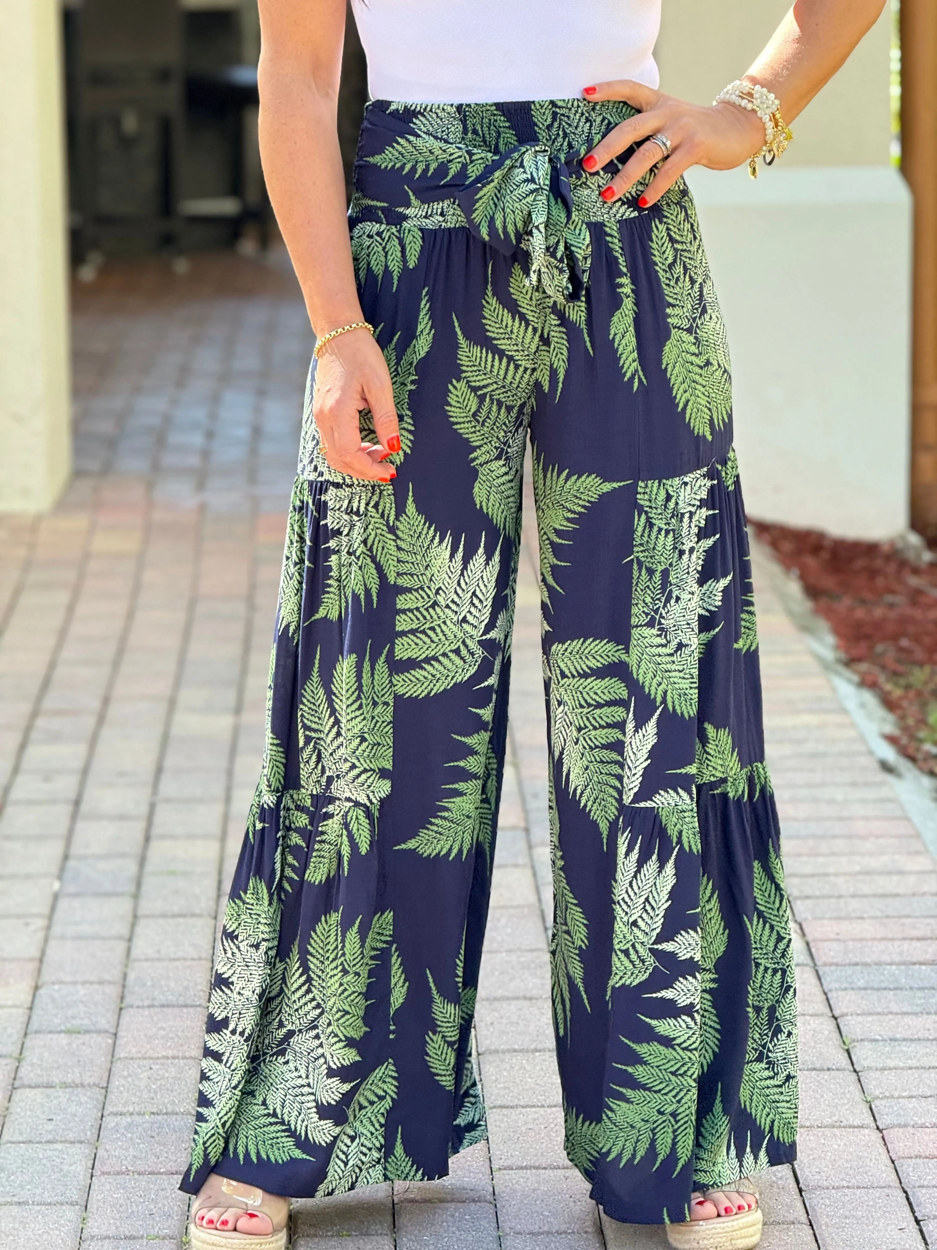"Josey" High Waisted Printed Wide leg Pants