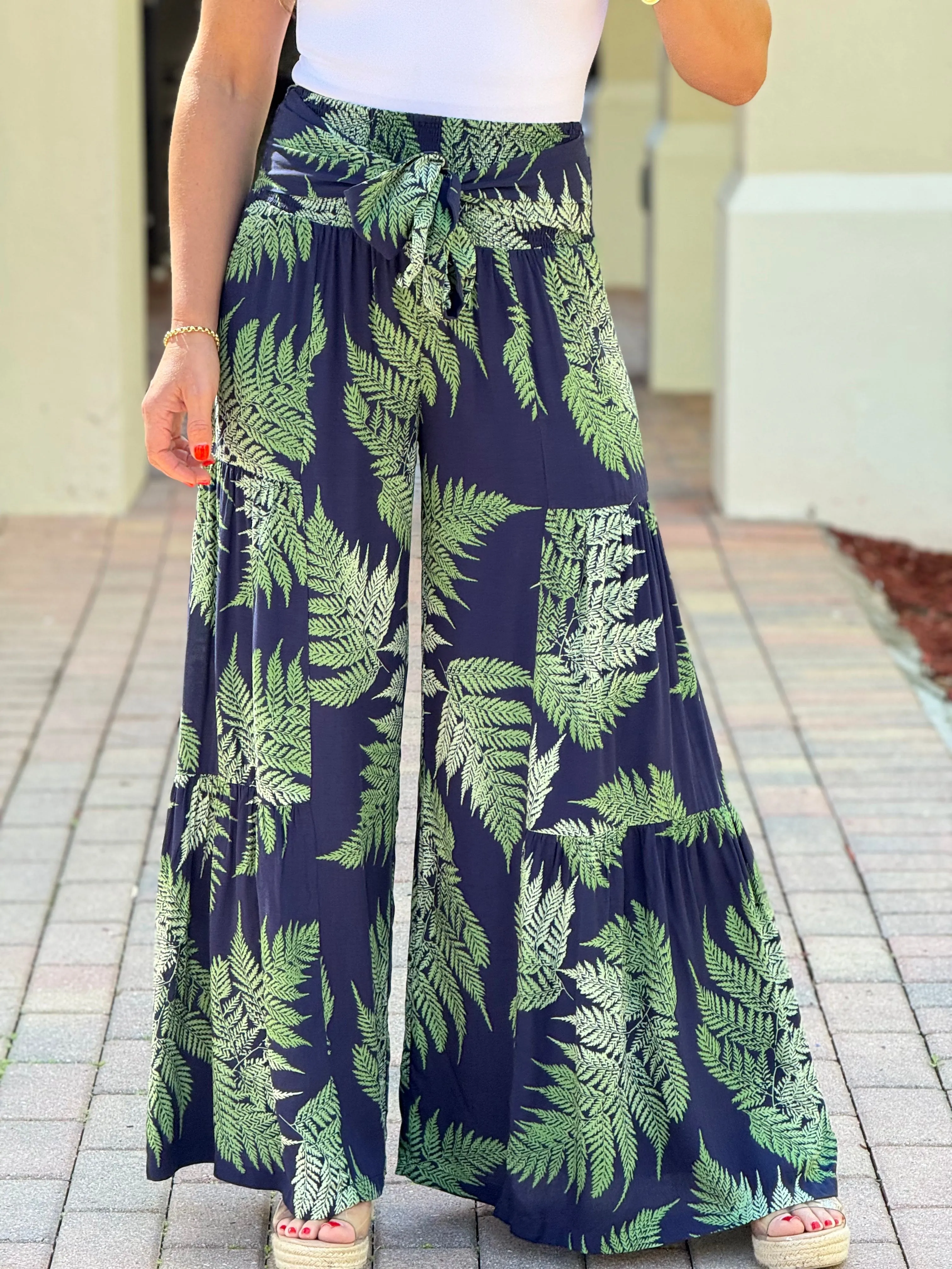 "Josey" High Waisted Printed Wide leg Pants