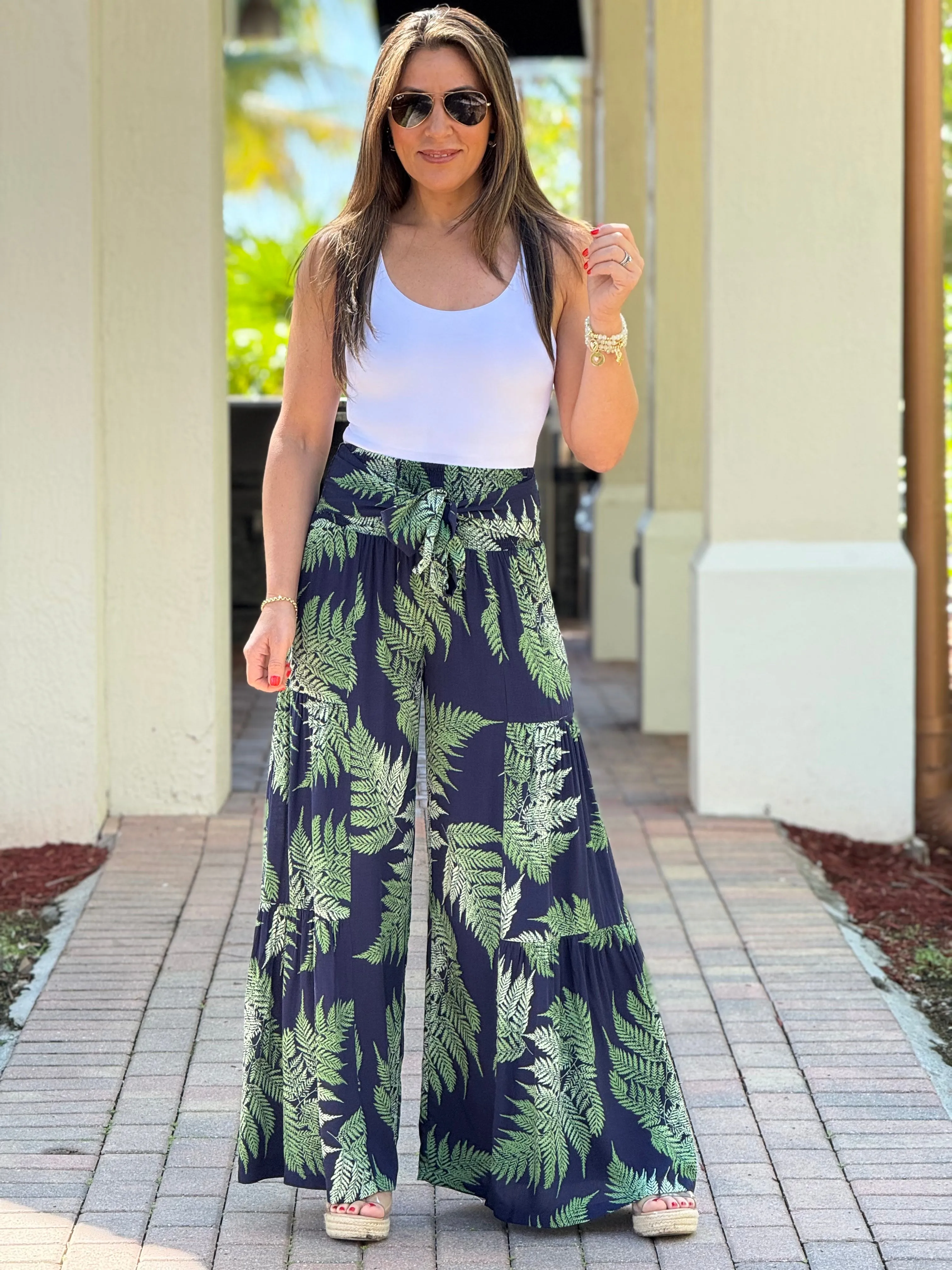 "Josey" High Waisted Printed Wide leg Pants