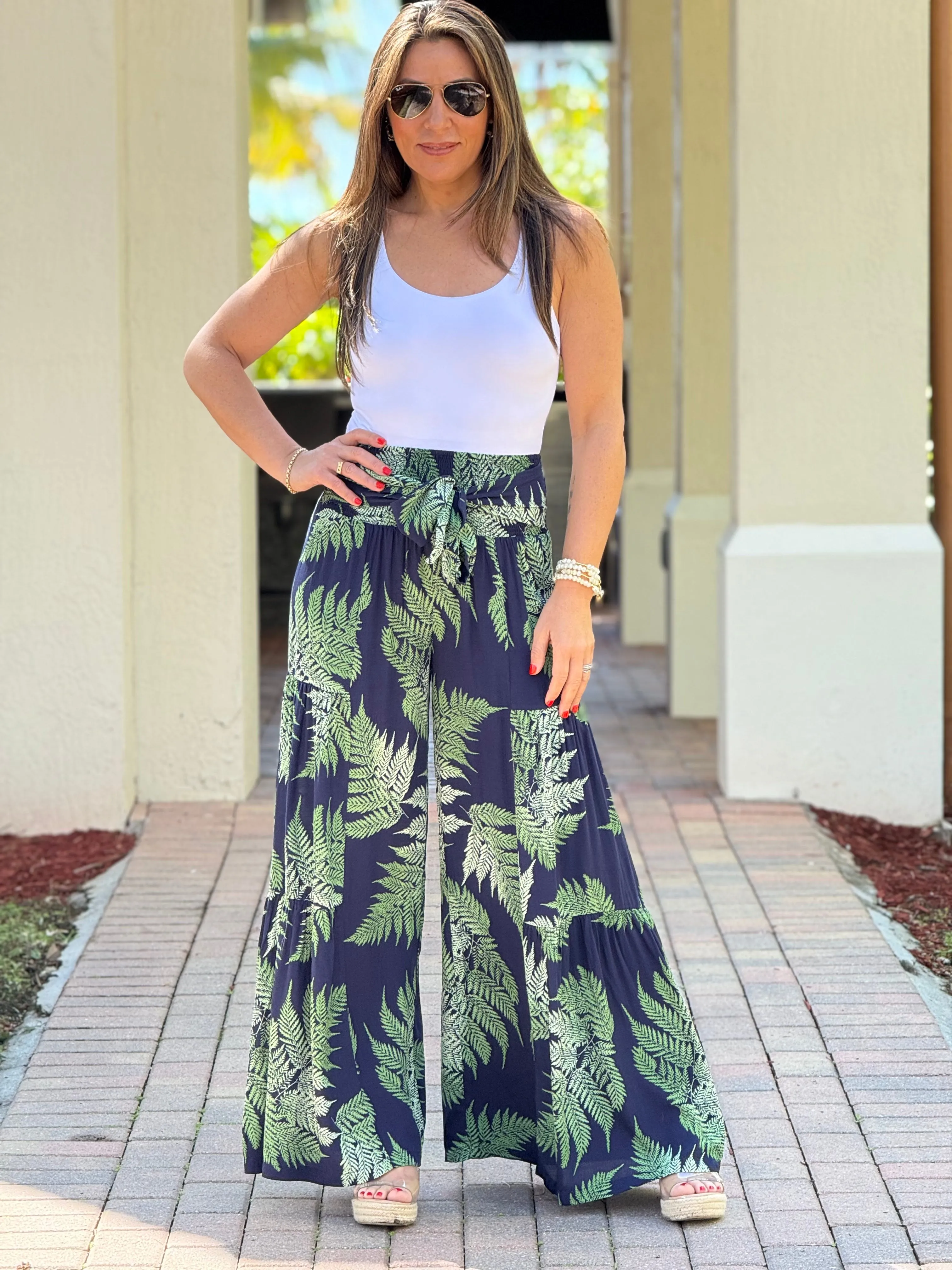 "Josey" High Waisted Printed Wide leg Pants