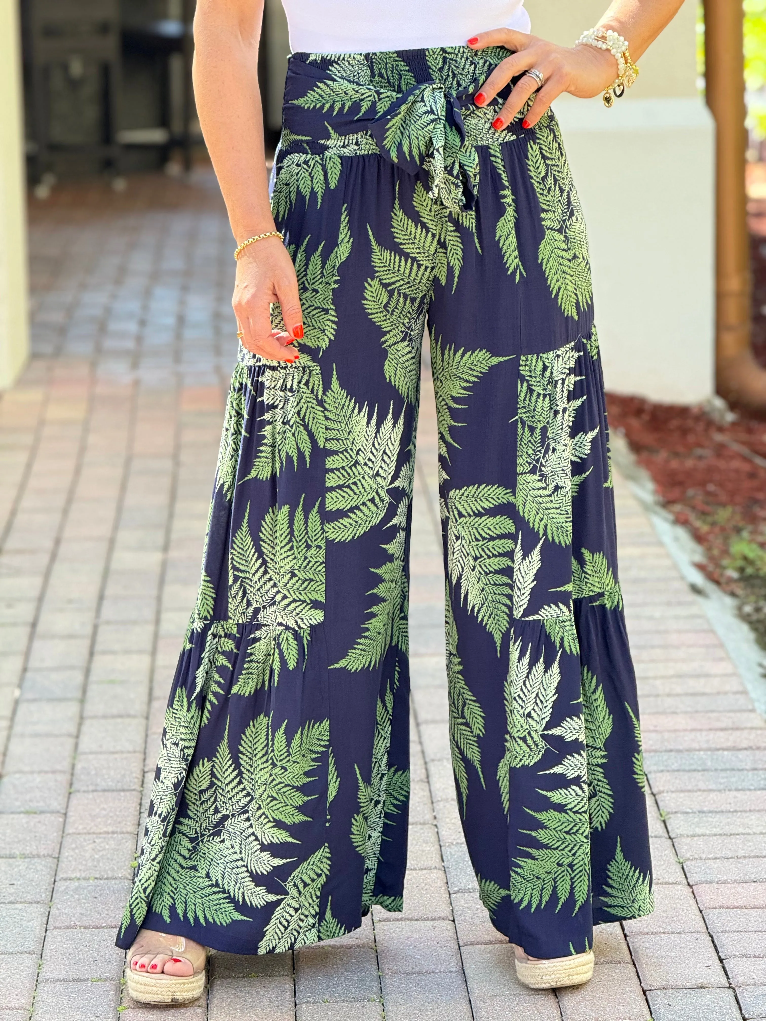 "Josey" High Waisted Printed Wide leg Pants
